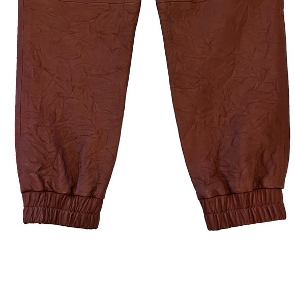 Like new VERONICA BEARD Wasia Brown Lamb Leather Cropped Joggers Size 6 - Picture 8 of 14
